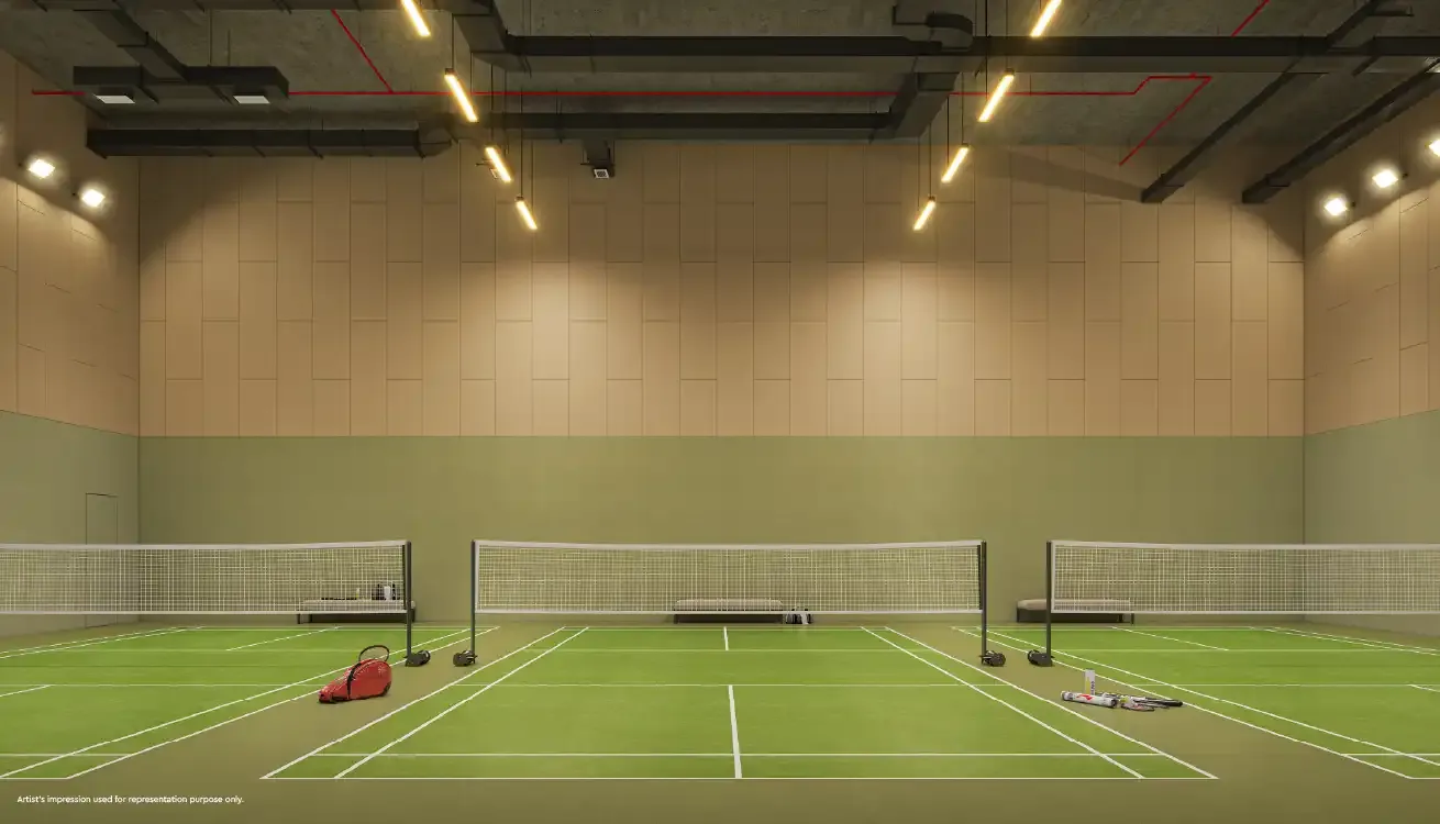 Indoor badminton court at Godrej Ivara