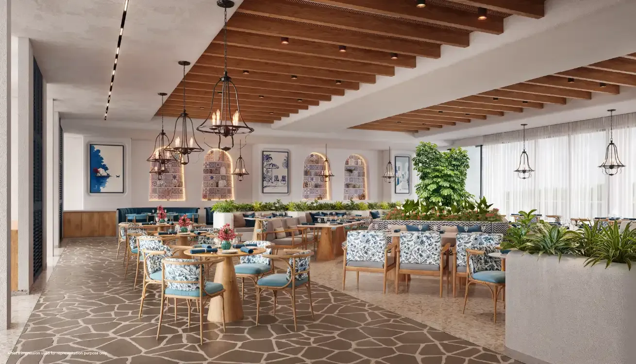 Mediterranean-themed café at Godrej Ivara