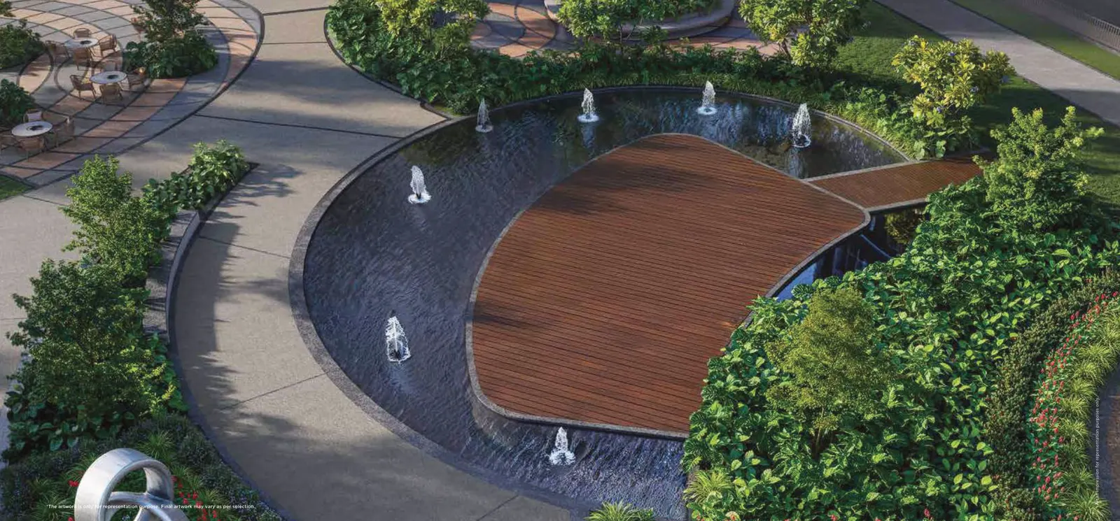 Floating deck with water feature – Godrej Ivara