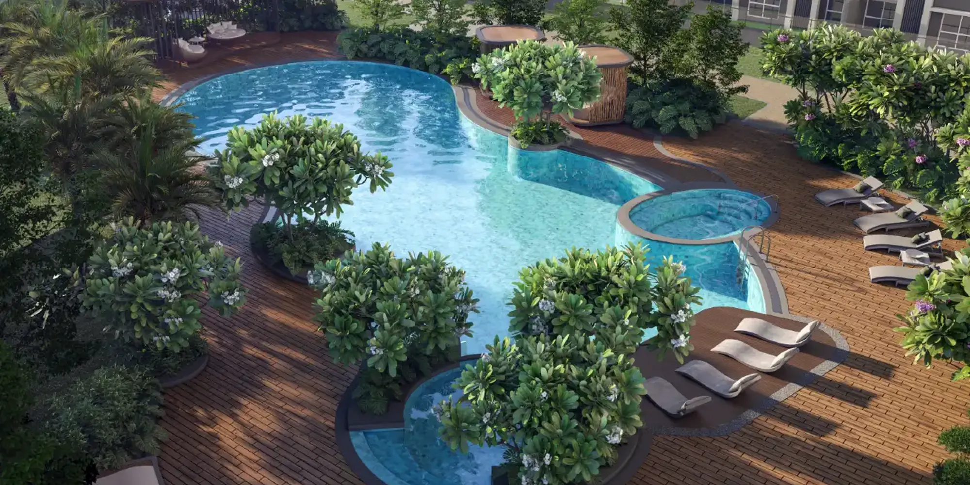 Lagoon-style swimming pool at Godrej Ivara Kharadi